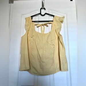 NWT belk 100% Cotton Light Yellow Ruffle Tie-Back Tank Top